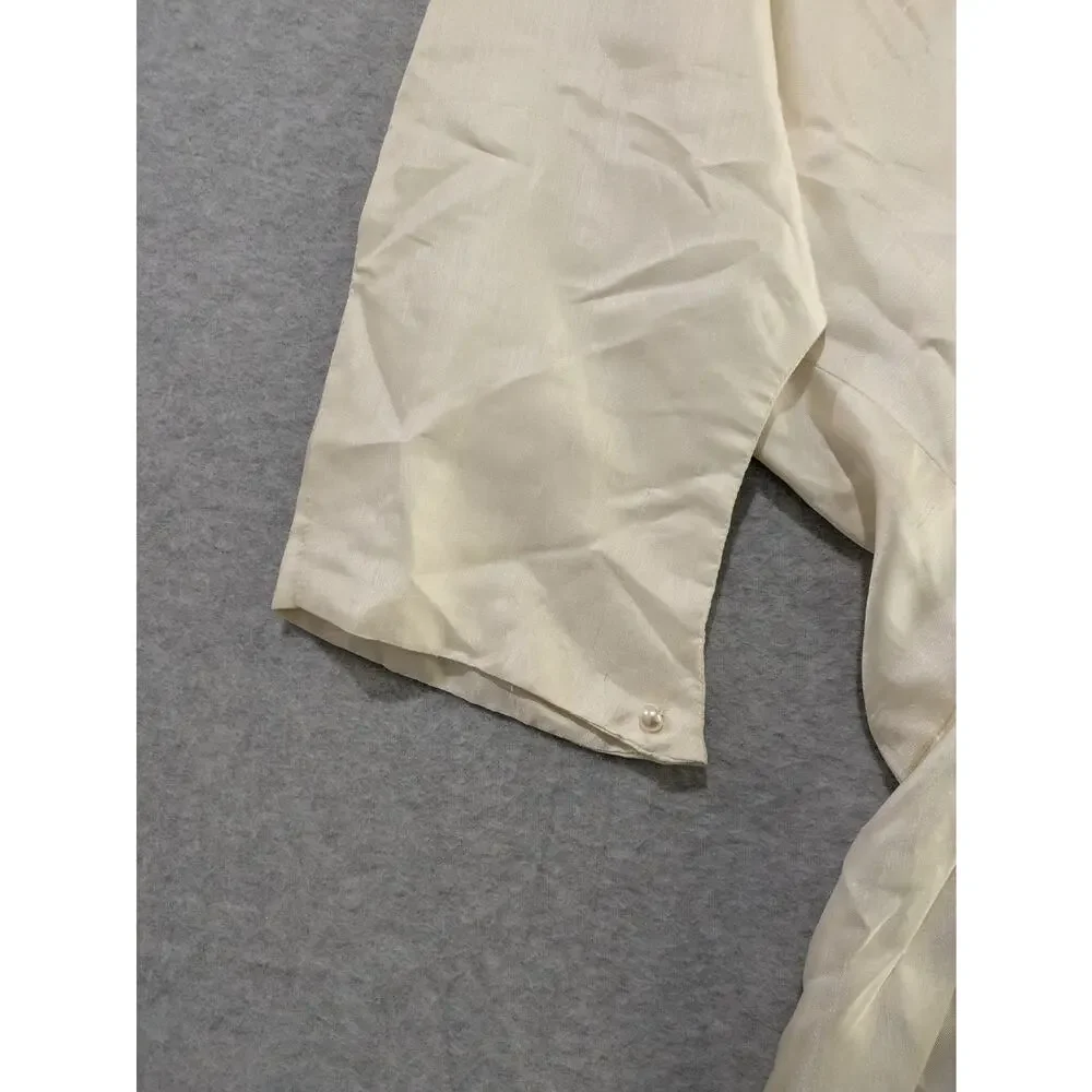 Christine Alger Shawl Cover Up Vintage Cape Satin Women's XS  Ivory White Poncho